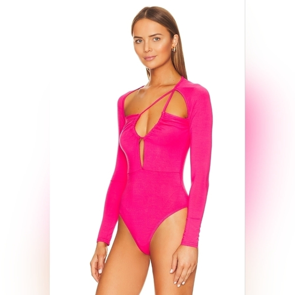 Superdown Aranza Ruched Bodysuit in Pink, size medium, New with tags - Picture 3 of 9